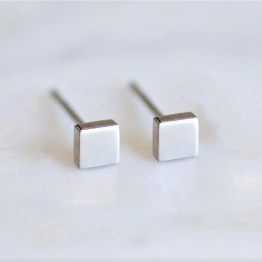 Surgical Steel Classic Square Earrings Studs